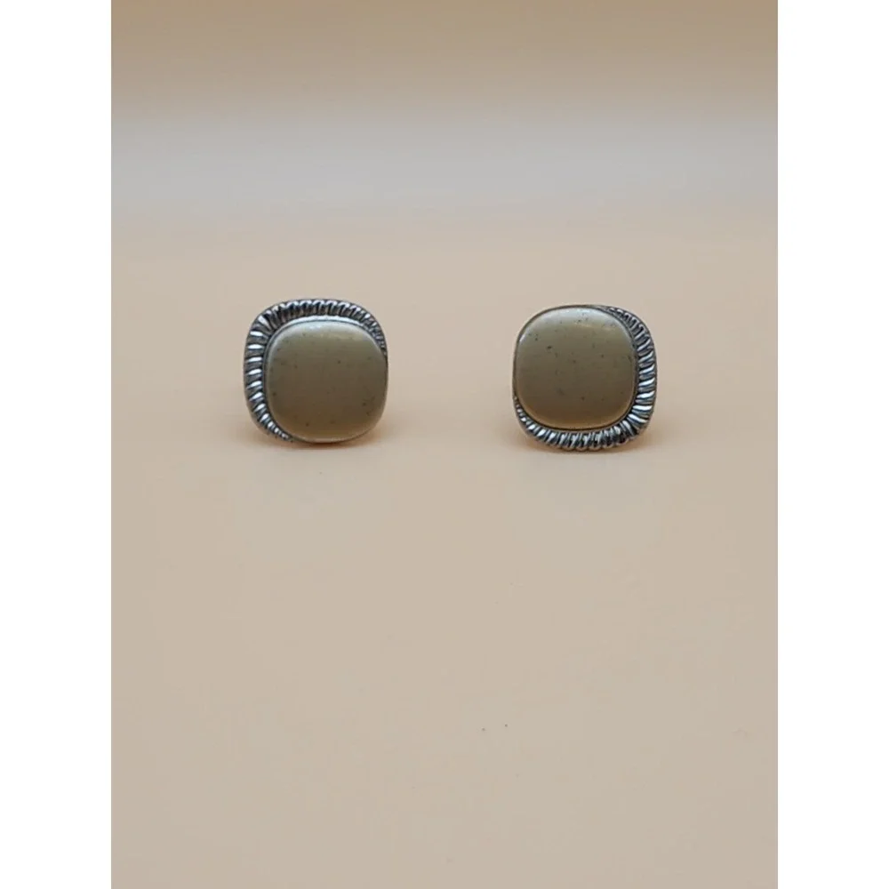 Vtg Men's Cufflinks Mid-Century Modern Gold‎ Tone Stainless Steel Patent Pending